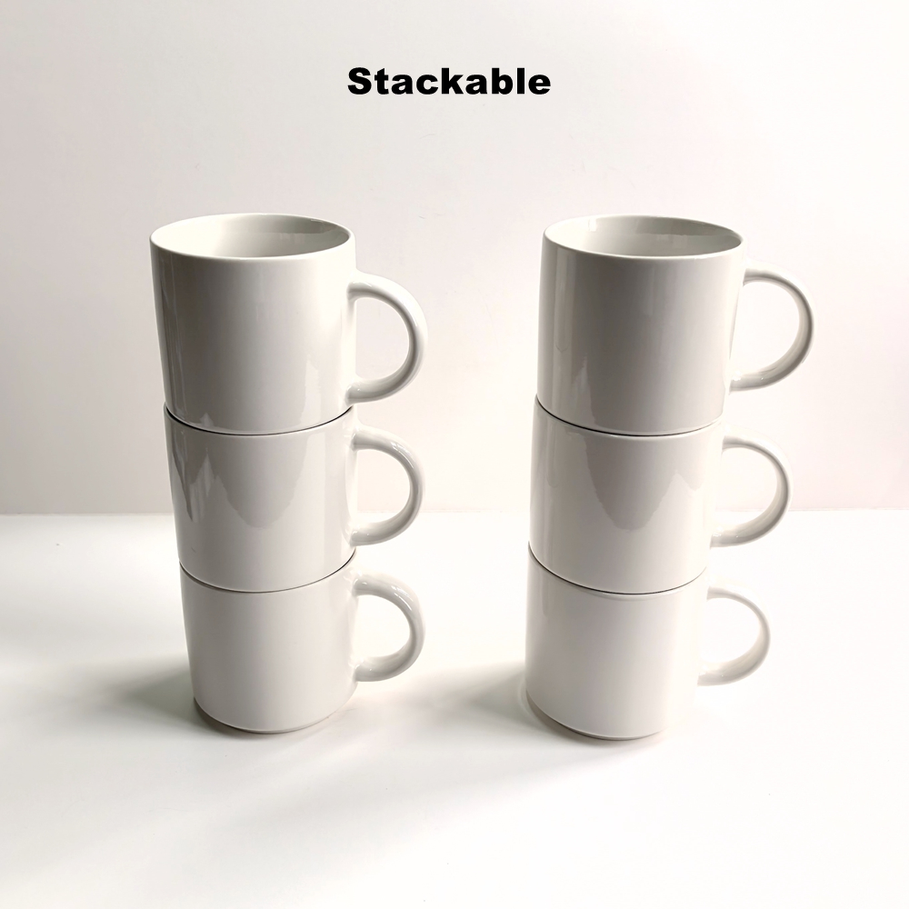 Sublimation Mug White - ReadStar 6個入りスタッカブルピュアホワイトセラミックコーヒーティードリンクカップセット 290ml 中国製 ホテル 家庭