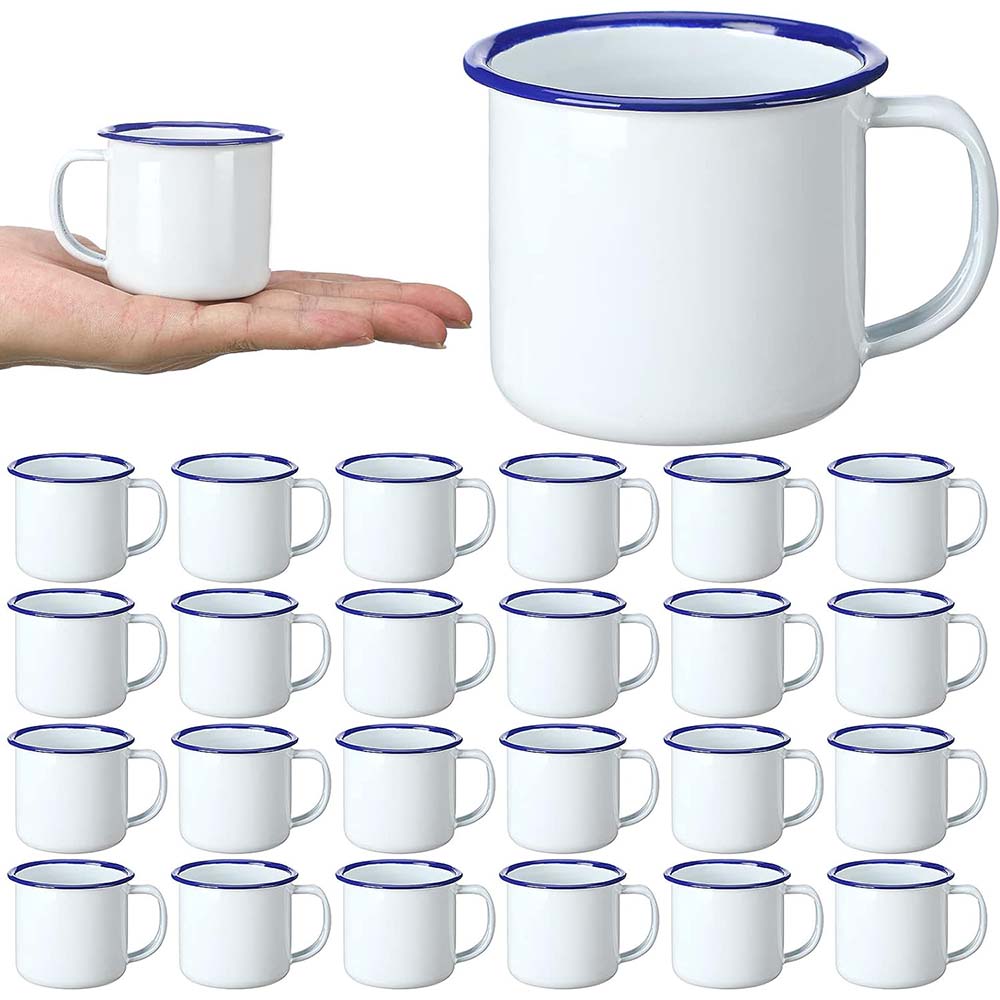 Sublimation Mug White - ミニエナメルコーヒーマグ、メタルスモールクラシックポータブルホワイトキャンプファイヤーマグ、コーヒーティーミルク用一括ヴィンテージカップ、4オンス