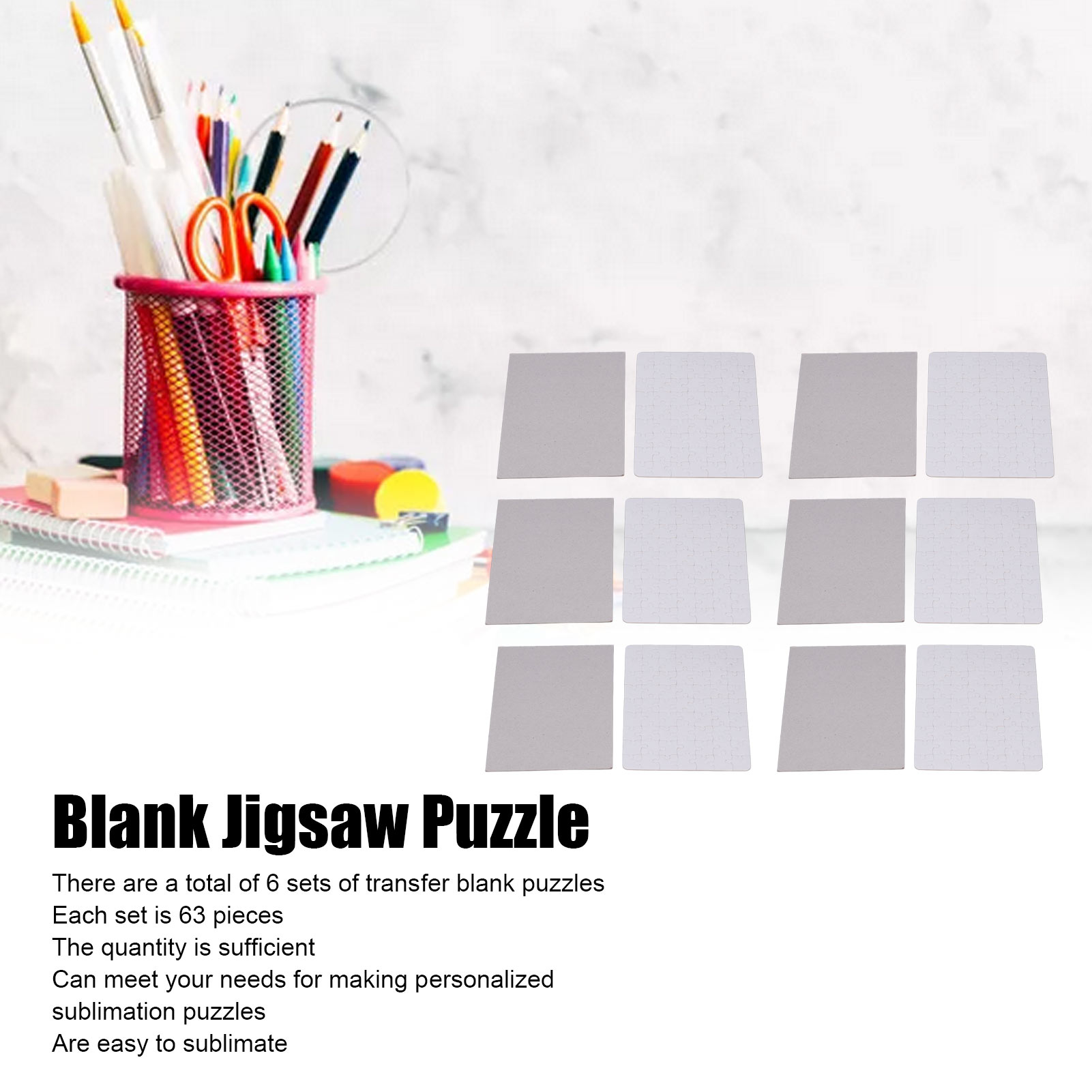 6 セットのブランクパズル 13x18cm ホワイト組み立て - Puzzle Blank White のレビューと価格